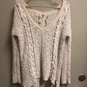 FREE PEOPLE distressed cable knit sweater